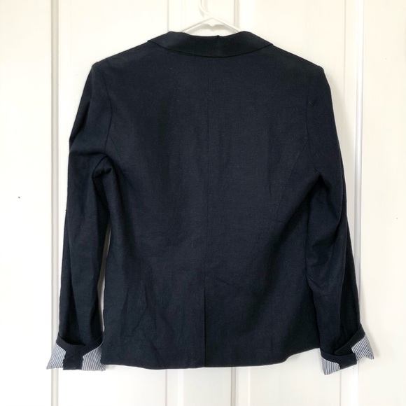 Harvé Benard Navy Linen Blazer - Picture 5 of 8